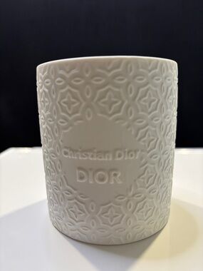 Christian Dior Embossed White Ceramic Candle
